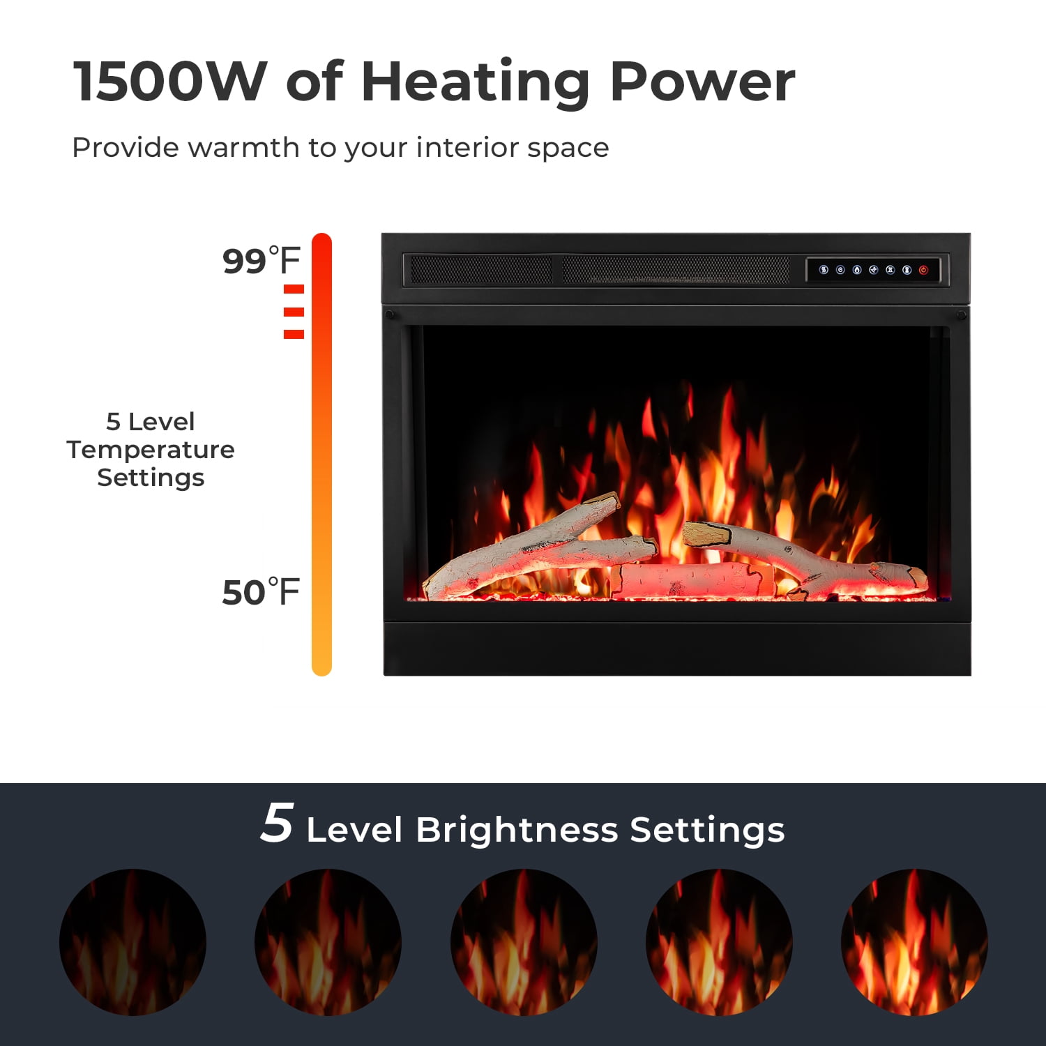 WAA Electric Fireplace Mantel Package Wooden Surround Firebox TV Stand Free Standing Electric Fireplace Heater,Remote Control,4 Flame Colors,12 Flame Bed Colors,5 Flame Brightness,5 Speeds,GREY