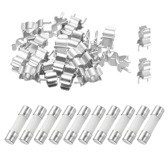 Uxcell 10pcs 4A 250V Slow Blow Ceramic Fuse, 4Amp Cartridge Time Delay Fuses 5x20mm with 20pcs Clips