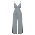 thumbnail image 6 of Cutuoiiu Casual Women Solid V Neck Spaghetti Strap Jumpsuit with Side Slit Wide Leg Long Pants for Daily Wear Gifts, 6 of 6