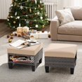 thumbnail image 4 of Crestlive Products Outdoor Patio Square Rattan Storage Ottomans Set (Set of 2) with Removeable Cushion, as Side Table Footstool Beige, 4 of 5