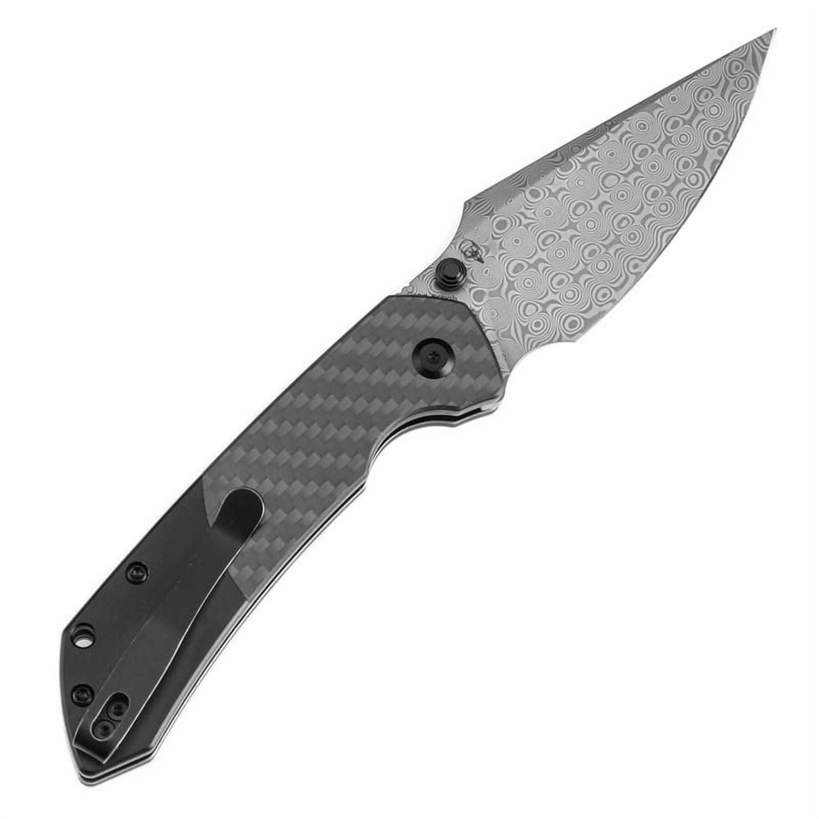 Kansept Fenrir Folding Pocket Knife 3.45''Damascus Blade,Carbon Fiber With Aluminum Handle,K1034S6