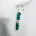 thumbnail image 4 of Exotic! Malachite Cube Beads Sterling Silver Earrings! | 1 7/8 inch Long |, 4 of 7