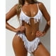 thumbnail image 4 of Conjunto de bikini con borlas y corte alto, traje de baño brasileño para mujer, traje de baño de fiesta Blanco XL, 4 of 8