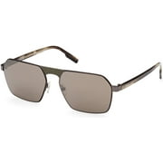 Sunglasses Zegna EZ 0210 08J Shiny Gunmetal / Light Brown/Striped