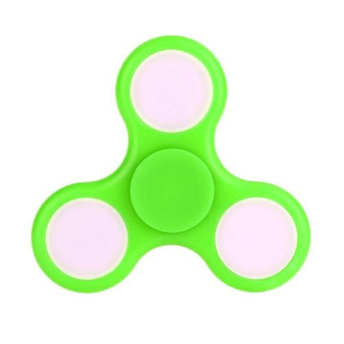Light Up Color Flashing LED Fidget Spinner Tri-Spinner Hand Spinner Finger  Spinner Toy Stress Reducer for Anxiety and Stress Relief - Green