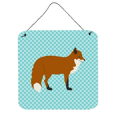 Carolines Treasures BB8050DS66 Red Fox Blue Check Wall or Door Hanging Prints, 6 x 6 in.