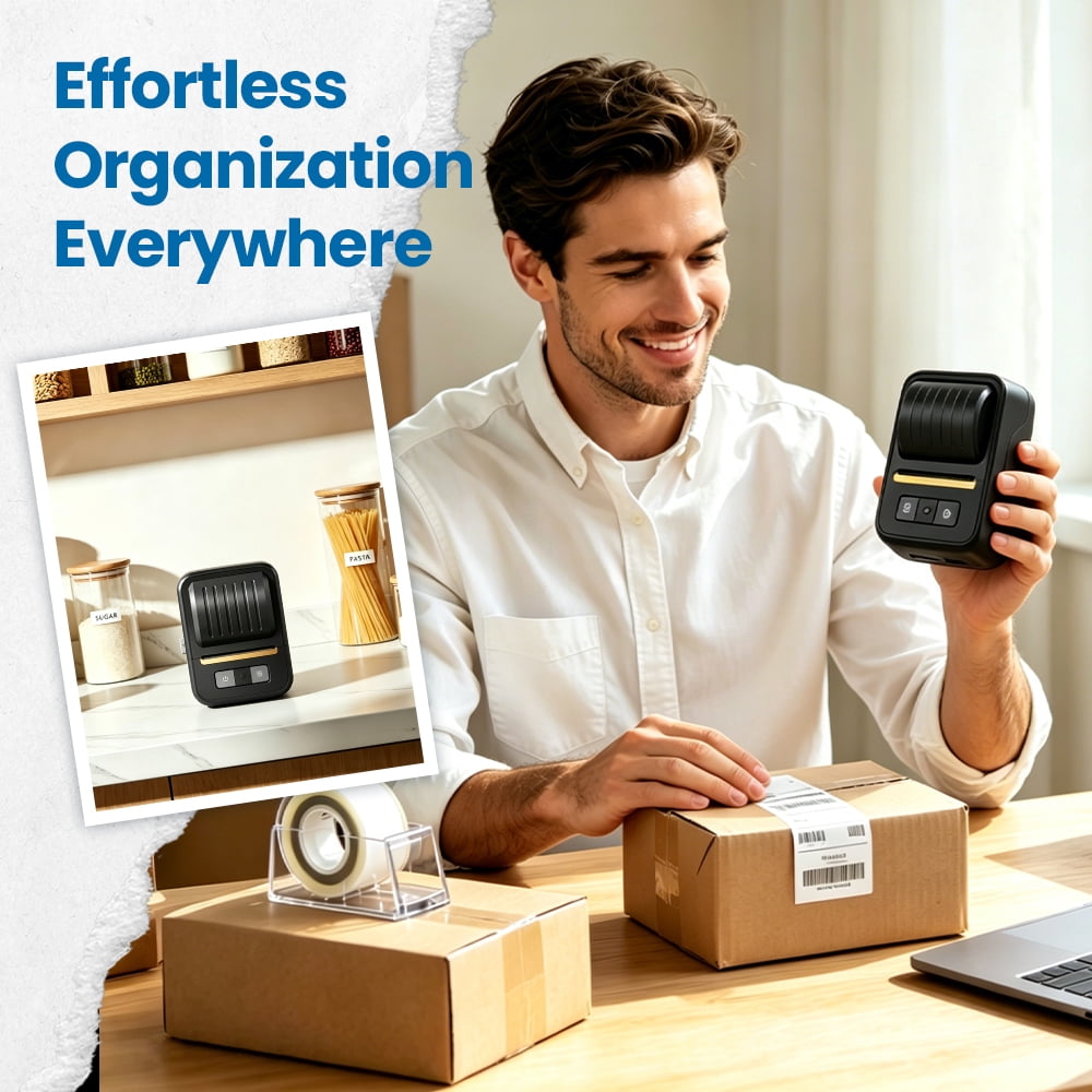 [N20 Label Printer,Thermal Labels] Easy To Use Barcode Label Maker, Portable Thermal Sticker Printer For Small Business, Address, Logo, Clothing, QR Code, Compatible With Phones & PC, 20-50mm Print W