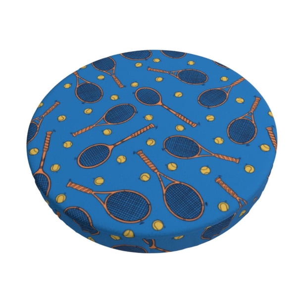 Disketp Tennis Rackets 1 Funda Redonda para Taburete, Funda de Cojín para Silla de Bar Suave y Elástica-12 inch