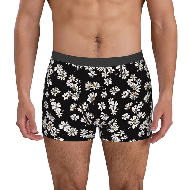 Balery Daisies Flowers Calzoncillos bóxer para hombre, ropa interior de algodón suave y transpirable con cinturilla de nailon-Medium