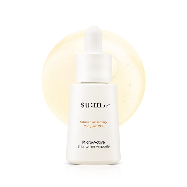 Spring Event SU:M Ampolla tonificante microactiva (0.5 fl oz) - Suero de alta potencia para el cuidado de la piel coreano inmediato y reafirmante para todo tipo de piel. Niacinamida pura de vitamina C