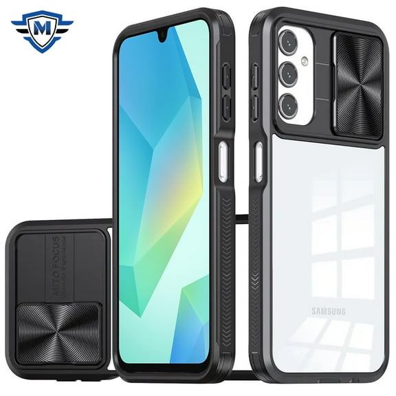 For Samsung Galaxy A16 5G Premium Hybrid Slim Case with Slide Camera Protector, Transparent Back Colorful Frame Bumper Cover, XPM Phone Case [Black]