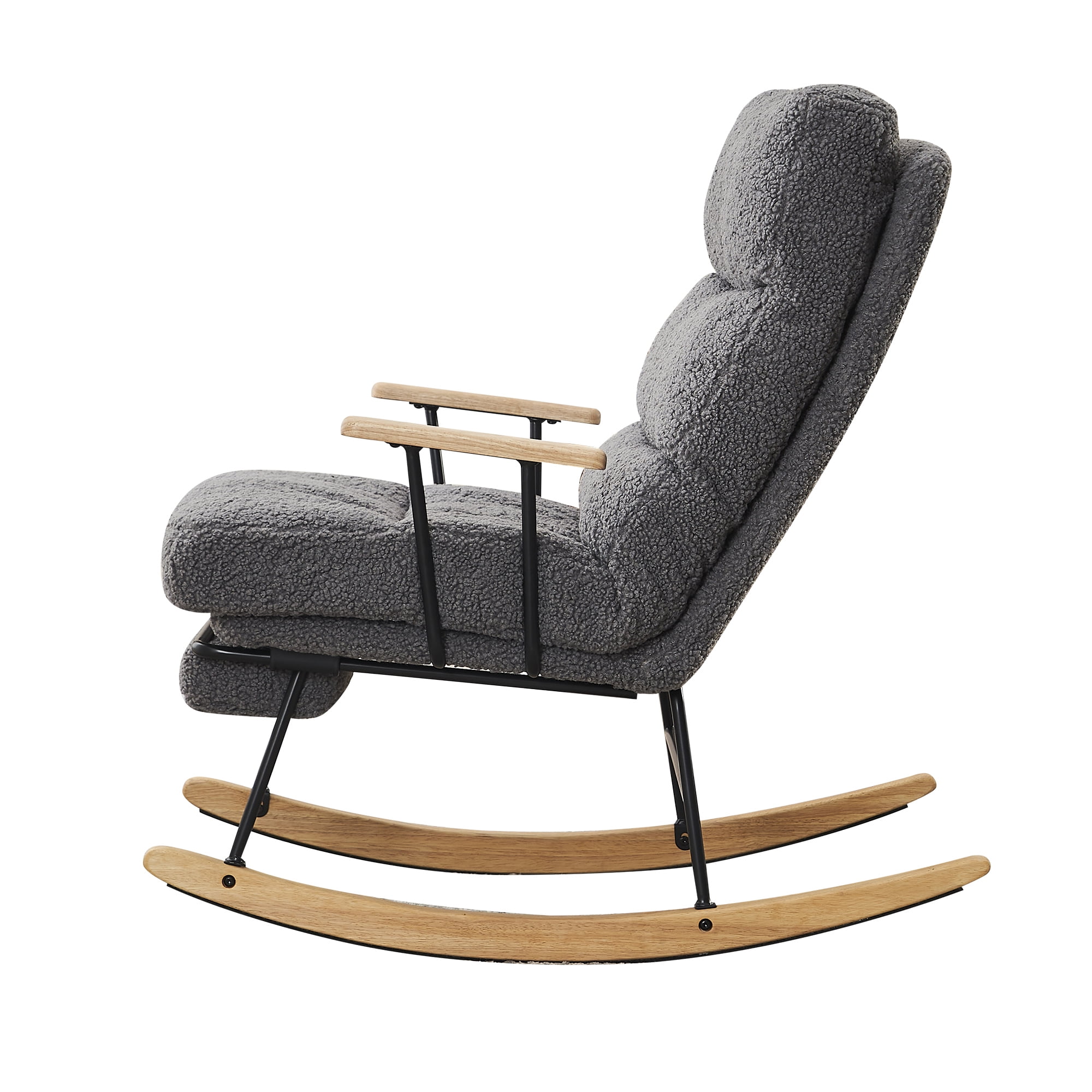 Banome Modern Teddy Gliding Rocking Chair with High Back - Retractable Footrest and Adjustable Back Angle - Perfect for Nursery, Living Room, and Bedroom
