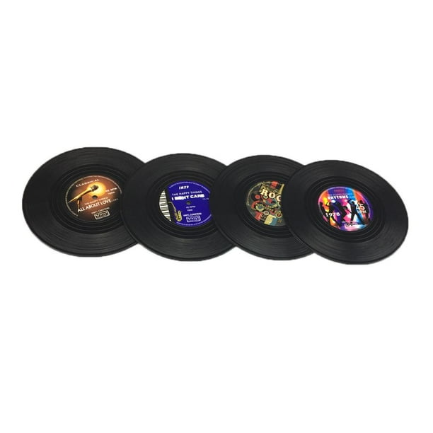 Conjunto de coaster de bebida de silicona 4 Piezas De Taza De Taza Con Aislamiento De Silicona Con Aislamiento Negro 10 Cm En Dia Regalo De Vinilo Magideal Conjunto de coaster de bebida de silicona