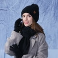 thumbnail image 2 of Ediodpoh Winter Warm Hat Scarf and Gloves Set for Baby Outdoor Cold Weather Protection Three Piece Set Black, 2 of 8