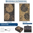 thumbnail image 2 of Tapis d'Extérieur – Réversible 9x12 Pi Noir/brun Tapis de Patio – Imperméable et Résistant aux UV – Motif Floral Moderne – Nettoyage Facile – pour Terrasse, Balcon et Cour – Spécifications É.-U., 2 of 8
