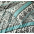 thumbnail image 3 of Chezmoi Collection Herald 3-Piece Printed Comforter Set, Aqua Blue Black White Boho Damask, Pre-Washed Microfiber Lightweight Bedding for All Seasons, King Size, 3 of 9