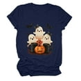 thumbnail image 4 of zaveiop Halloween Shirts for Women 2025 Plus Size Cute Short Sleeve Funny Pumpkin Grapghic Tee Ghost Tops Halloween Costumes Fall (Z1-Navy, L), 4 of 5