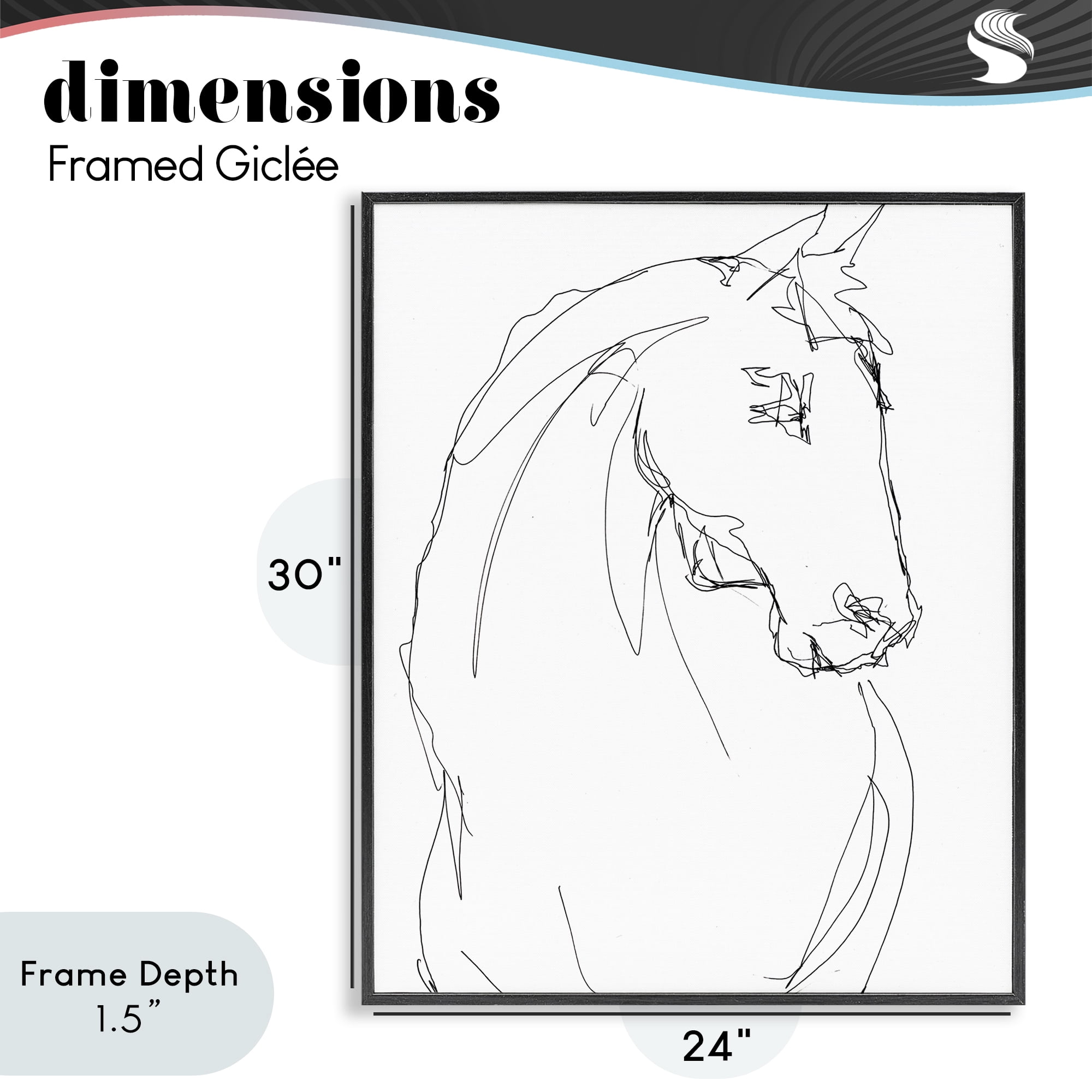 Stupell Industries Sketched Horse Contour Black Framed Giclee Art, design by Lorenzo Collective