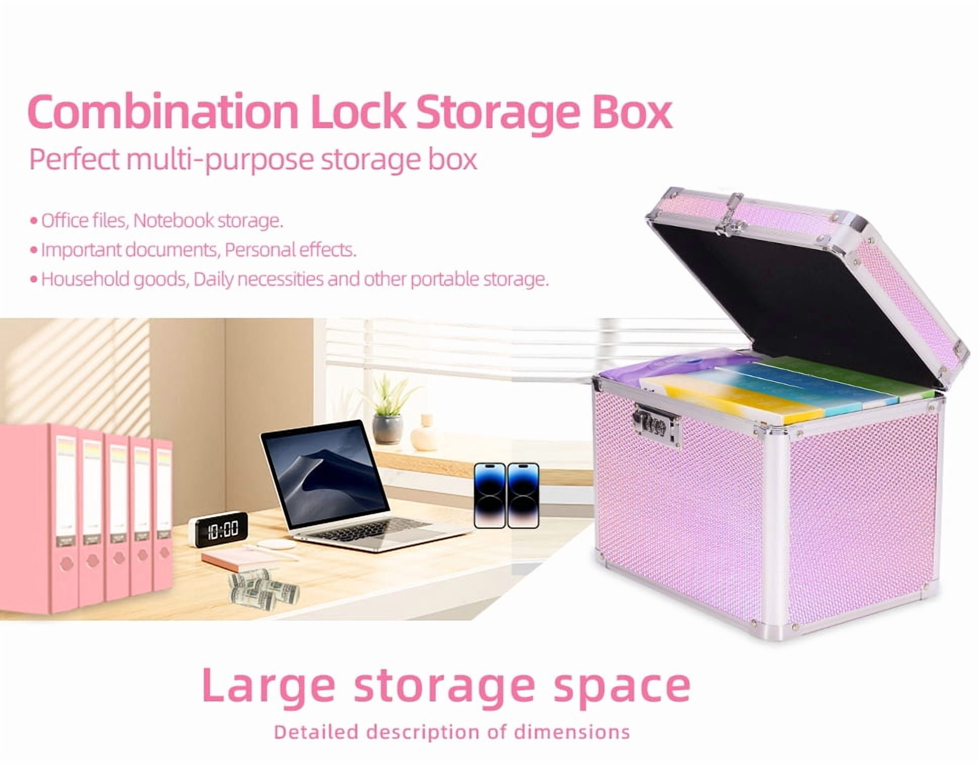 Trotianingyu Combination Lock Boxes Security Portable Medicine Storage Box for Documents,Money,Valuables Colorful Aurora