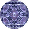 thumbnail image 1 of Ahgly Company Indoor Round Medallion Blue Traditional Area Rugs, 4' Round, 1 of 4