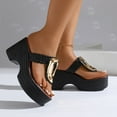 thumbnail image 5 of Chunky Heeled Flip Flops for Women 2025 Trendy Punk Buckle Platform Wedge High Heel Thongs Slip on Sandals, 5 of 7