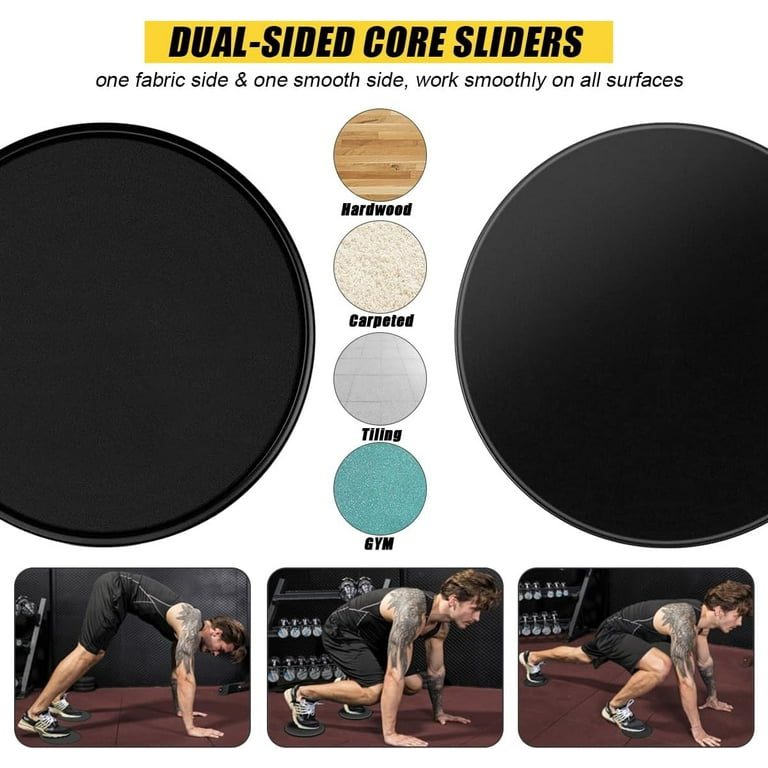 Zioy Resistance Bands and Core Sliders Fitness Kit 4 Pack Double Sided Gliding Discs Exercise Bands Bundle Loop Bands and Floor Gliders for Home