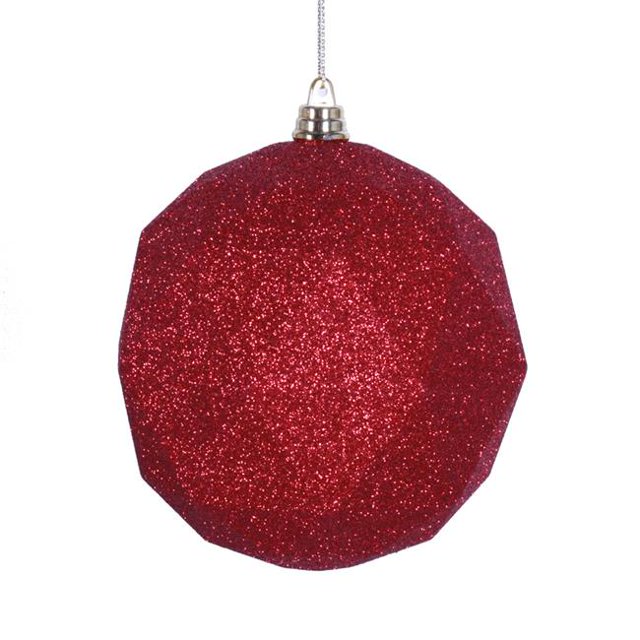 8 in. Red Glitter Geometric Christmas Ornament Ball