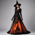 thumbnail image 3 of Witch Gothic Renaissance Dress for Women, Victorian Medieval Cosplay Costume, Vintage Halloween Dress for Cosplay Party, 3 of 7