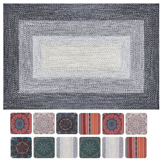 Lovote Classic Area Rug Traditional Oriental Carpet Vintage Floor Rug 4'x 5.2' Non Slip Mat for Living Room Bedroom Farmhouse, Ombre