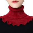 thumbnail image 1 of Women's Ribbed Knit Turtleneck False Collar Ruffle Neck Scarf Extender, Detachable Winter Warm Dickey Sweater Bib Front, Polyester Fiber, 10.2" x 5.9" One Size, 1 of 8