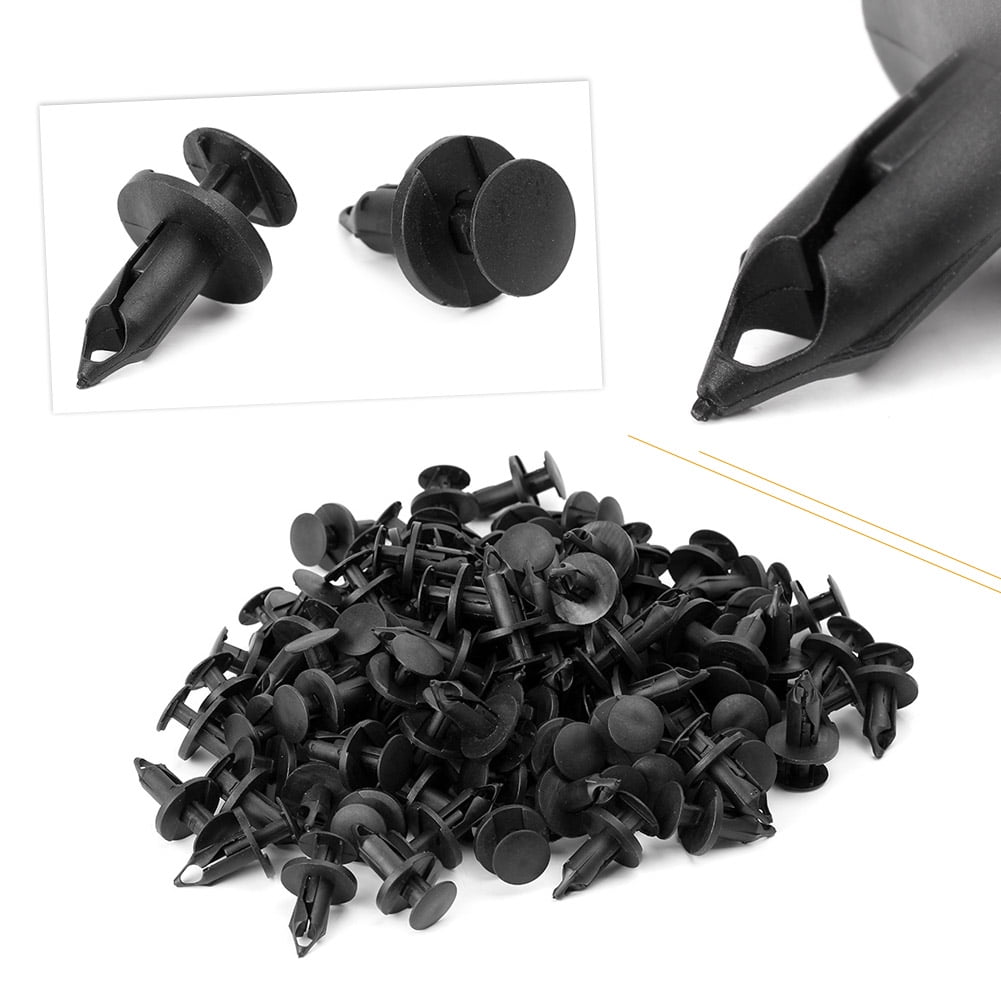 GZYF 100Pcs Auto Retainer Clips, 8mm Plastic Bumper Fastener Rivet Push Clips Set for Door Trim Panel & GM Ford Toyota Honda Car