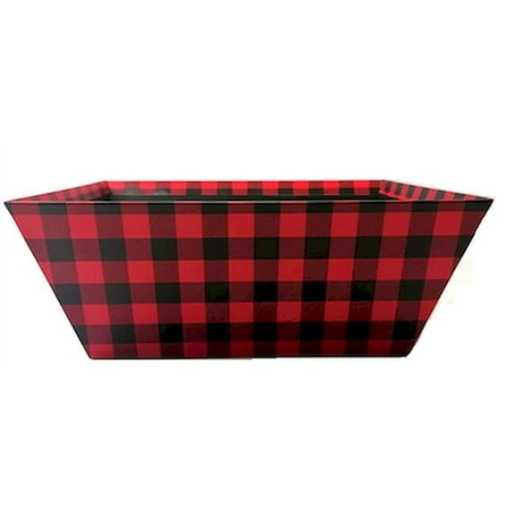 Black & Red Buffalo Check Handled Basket