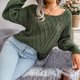 thumbnail image 5 of Suéteres Casuales de Punto con Estampado de Leopardo para Mujer, Suéteres de Larga con Cuello Redondo Verde M, 5 of 9