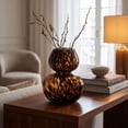 thumbnail image 5 of Tortoiseshell Double Gourd Glass Vase, Brown Leopard Print Decorative Vase for Dried Flowers, Fall Table Centerpiece Decor for Home Living Room Shelf, 5 of 8