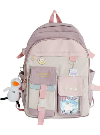 Kawaii Cute Backpack with Duck Pendant & Pins - Back To School Supplies  Student Mini Japanese Anime Bag Daypack Bookbag 