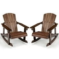 thumbnail image 1 of Gymax 2PCS Kid Adirondack Rocking Chair Outdoor Solid Wood Slatted seat Backrest Coffee, 1 of 9