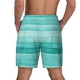 thumbnail image 3 of Kdxio Teal Turquoise Print Men'S Swim Trunks With Compression Liner 7 Inch Inseam Quick Dry Swim Shorts, 3 of 7