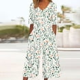 thumbnail image 2 of Edvintorg Rompers for Women 2025 Summer Vintage Floral Printed Short Sleeve V Neck Back Zipper Wide Leg Jumpsuit with Pocket Casual Loose Overalls for Women, 2 of 5