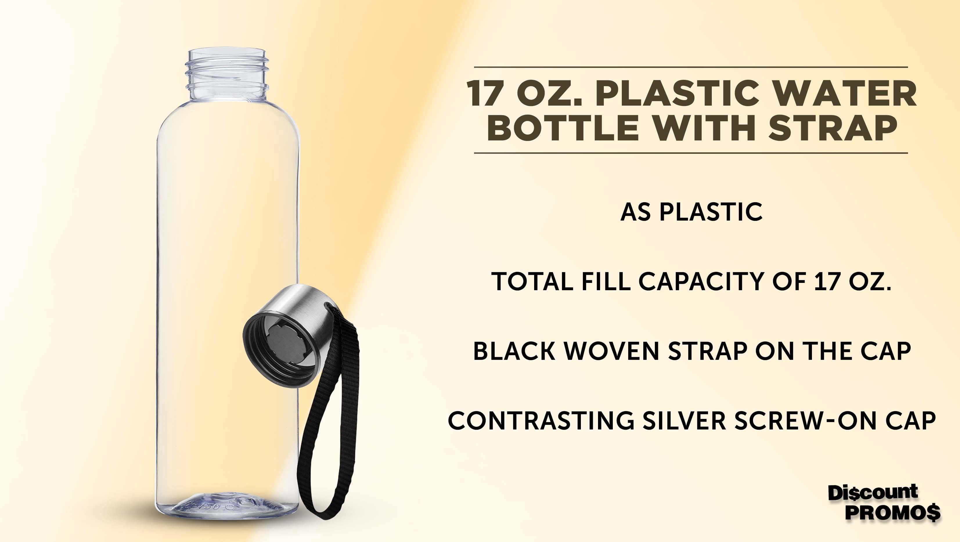 Genie Plastic Water Bottles with Strap 17 oz. Set of 10, Bulk Pack - Refillable, Great for Gym, Hiking, Cycling, School - Black