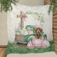 thumbnail image 3 of Easter Egg Dachshund Bunny Ear Welcome Spring Truck Quilt Blanket Wiener Dog Lover Gifts Idea Cozy Comforter Throw Blanket - 12002, 3 of 5