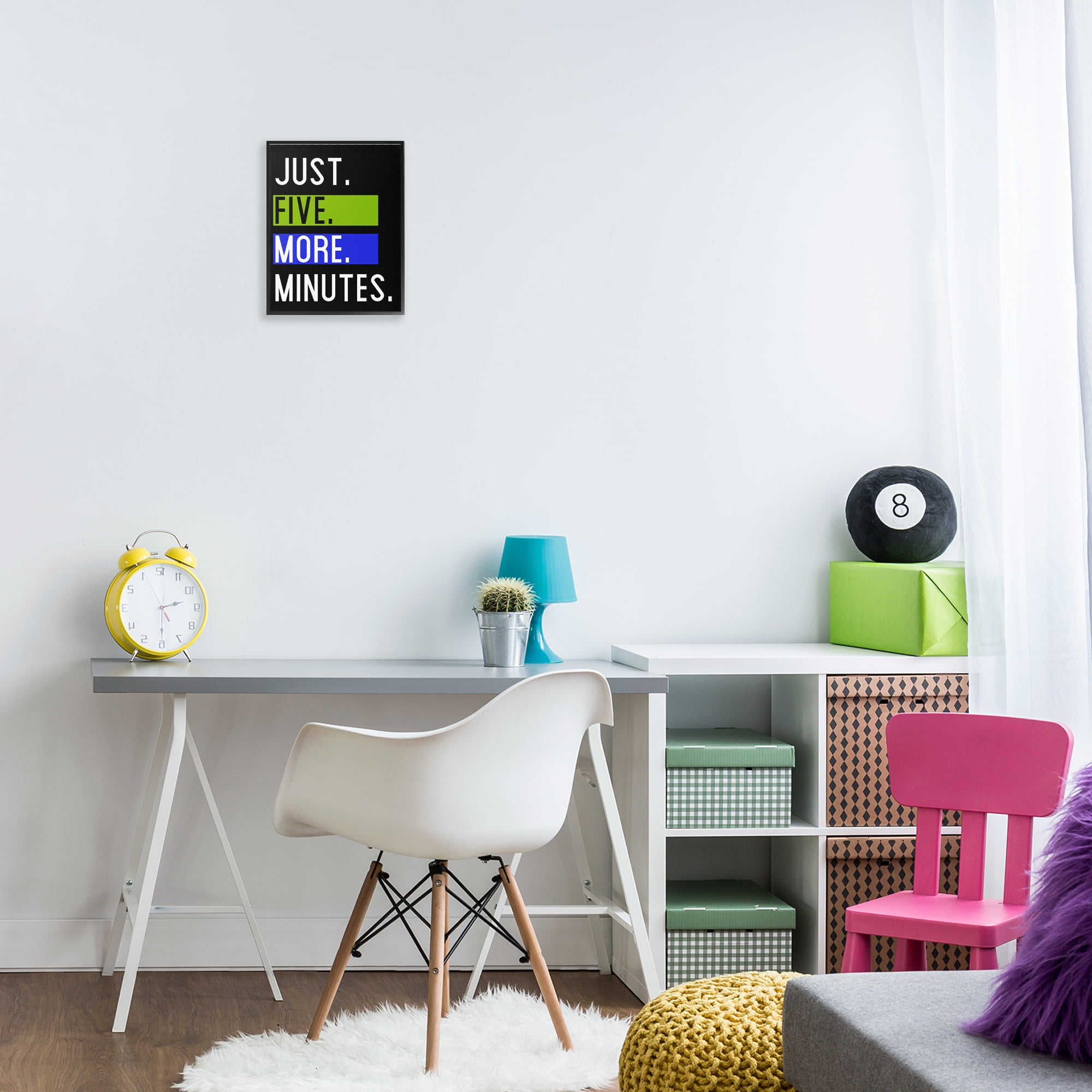 Stupell Industries Five More Minutes Typography Painting Black Framed Art Print Wall Art, 11 x 14