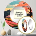 thumbnail image 3 of Designart "Japanese Mountain Serenity Elegant Pink Landscape II" Meadow Round Mirror Set of 3 - Traditional Pink Round Bedroom Mirror Wall Decor Set, 3 of 5
