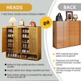 thumbnail image 4 of Bamboo Shoe Storage Cabinet with Shutter Doors, 7 Tier Freestanding Shoe Cabinet Sneakers Shoe Rack Shelf for 36-40 Pairs, Shoe Organizer with Thickened Adjustable Shelves for Entryway, Hallway, 4 of 17