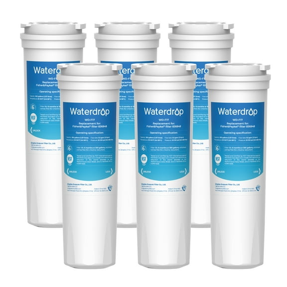 Waterdrop 836848 Refrigerator Water Filter, Replacement for Fisher & Paykel 836848, 862285, 862284, Pack of 6