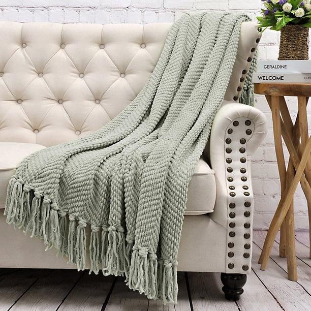 HOME SOFT THINGS COBIJA TEJIDA REVERSIBLE MANTA LIGERA SÚPER SUAVE Y ACOGEDORA - PLATA - 127X152.4CM