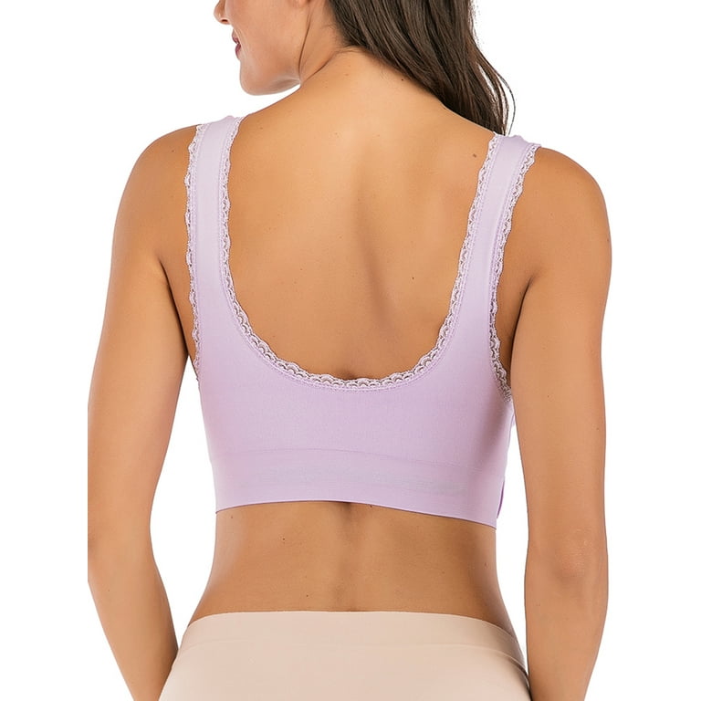 YouLoveIt Sports Bras for Women Lace Front Cross Side Buckle