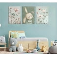 thumbnail image 3 of Nursery Bunny Canvas Wall Art Cute Rabbit Botanical Flowers Wall Decor Green Nursery Pictures Posters Girl Bedroom Prints for Girls Room Baby Room Paintings （Only canvas）, 3 of 6