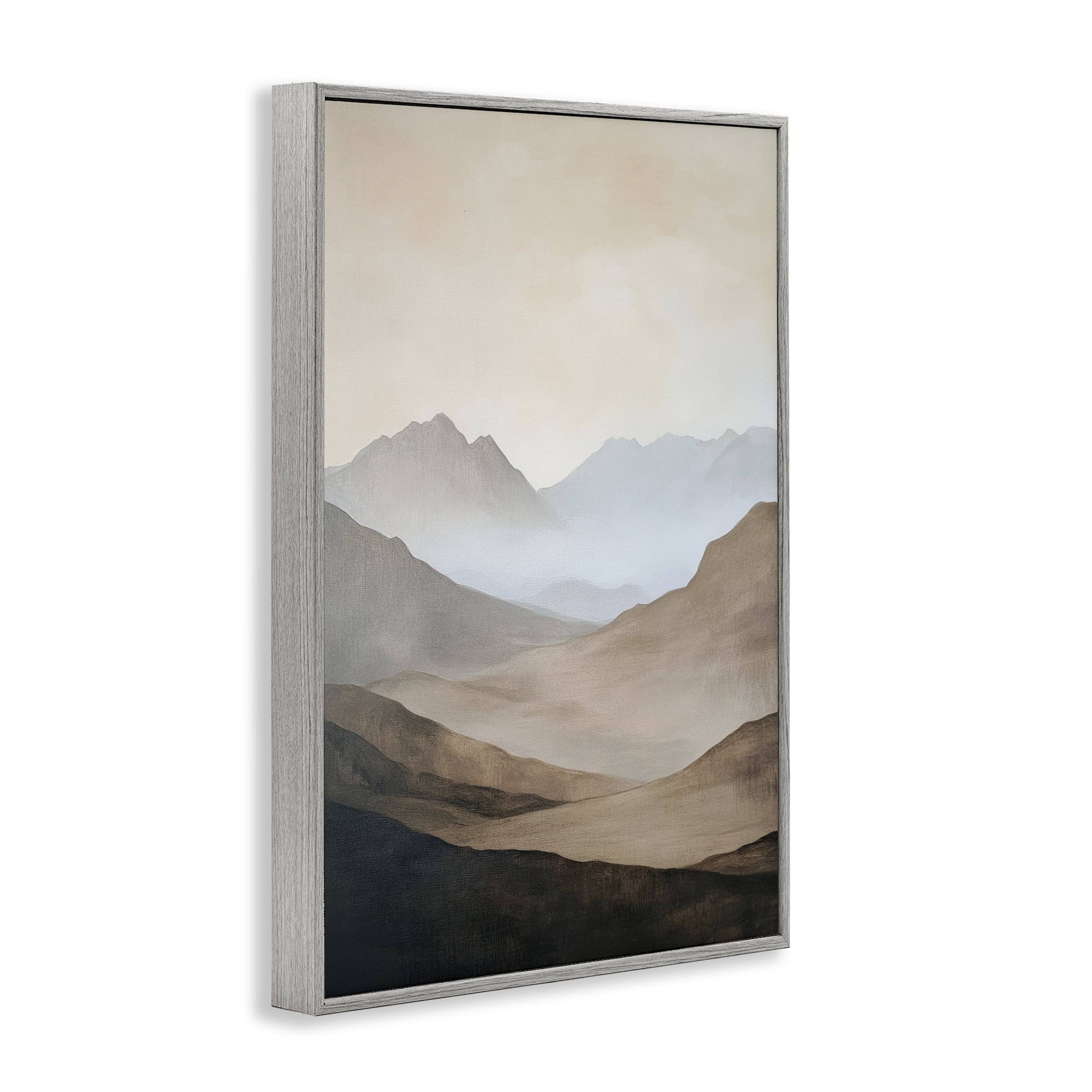 Stupell Industries Foggy Mountains Over Valley Gray Framed Giclee Art, design by Petal Prints Design