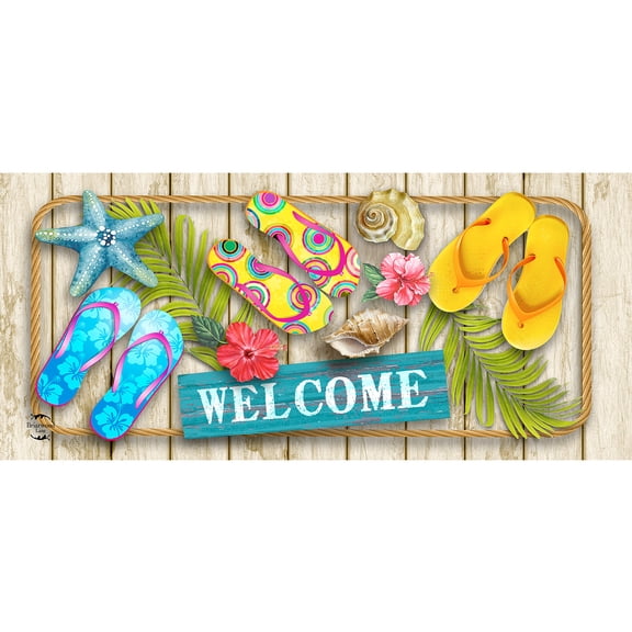 Briarwood Lane Summer Flip Flops Beach Mini Mat 22x10 Indoor Outdoor For Summer Doormat