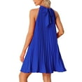 thumbnail image 3 of INSPIRE CHIC Women's Dress Halter Neck Sleeveless Pleated Spring Summer Casual Sundress S Blue, 3 of 6